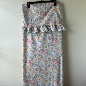 VINTAGE Laura Ashley Shower Curtain Floral Cottagecore Ruffle Pink Blue Yellow
